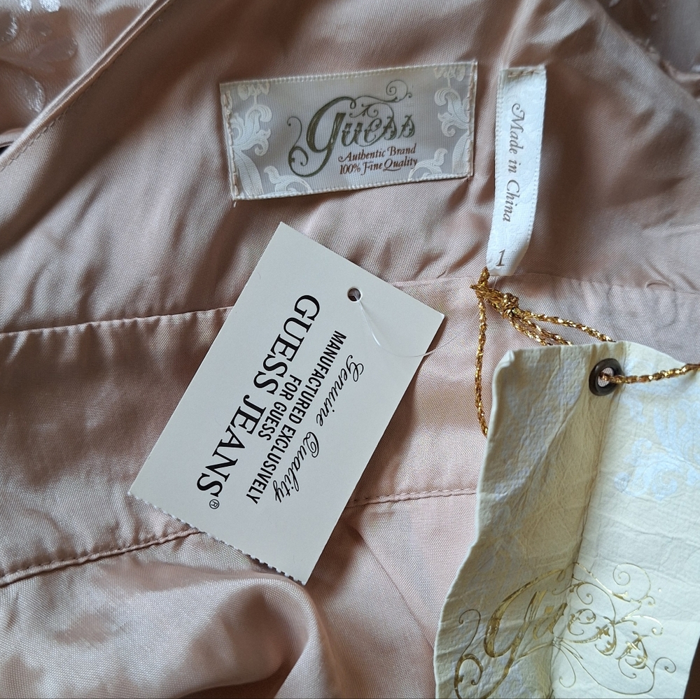 Guess Silk Burnout Dress Babydoll Y2K Beaded Coquette Romantic HOCO Event NEW - Picture 7 of 11